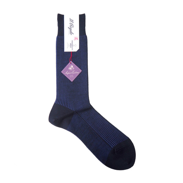 ヘアラインストライプソックス - 靴下 NAVY / 25-27cm Il Regalo/イルレガロ | HIGH QUALITY SOCKS