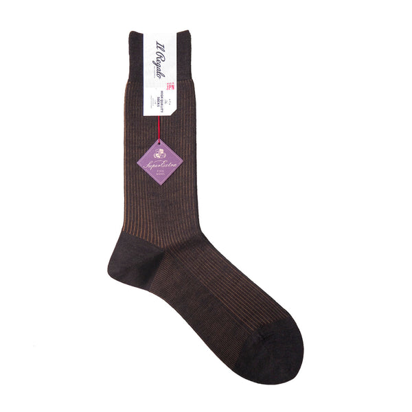 ヘアラインストライプソックス - 靴下 BROWN / 25-27cm Il Regalo/イルレガロ | HIGH QUALITY SOCKS