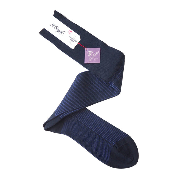 ヘアラインストライプロングホーズ - 靴下 NAVY / 25-27cm Il Regalo/イルレガロ | HIGH QUALITY SOCKS