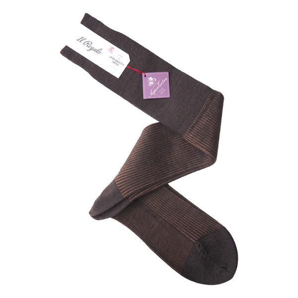 ヘアラインストライプロングホーズ - 靴下 BROWN / 25-27cm Il Regalo/イルレガロ | HIGH QUALITY SOCKS
