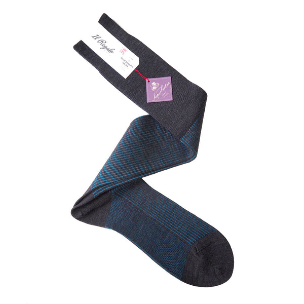 ヘアラインストライプロングホーズ - 靴下 D.GREY / 25-27cm Il Regalo/イルレガロ | HIGH QUALITY SOCKS