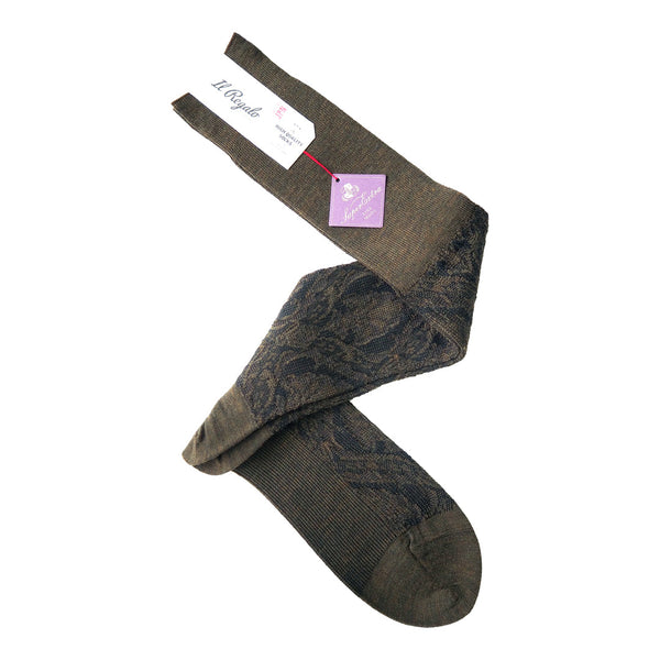 ヘリテージダマスクロングホーズ - 靴下 OLIVE / 25-27cm Il Regalo/イルレガロ | HIGH QUALITY SOCKS