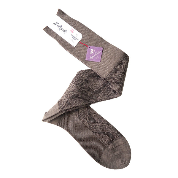 ヘリテージダマスクロングホーズ - 靴下 MOCHA / 25-27cm Il Regalo/イルレガロ | HIGH QUALITY SOCKS