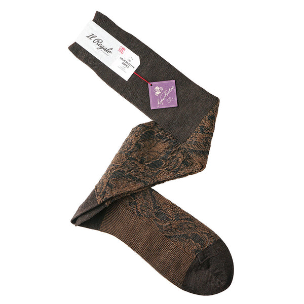 ヘリテージダマスクロングホーズ (コラボカラー) - 靴下 BROWN / 27-29cm Il Regalo/イルレガロ | HIGH QUALITY SOCKS