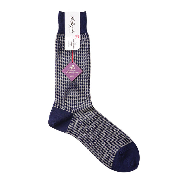 ハウンドトゥースソックス - 靴下 NAVY / 25-27cm Il Regalo/イルレガロ | HIGH QUALITY SOCKS