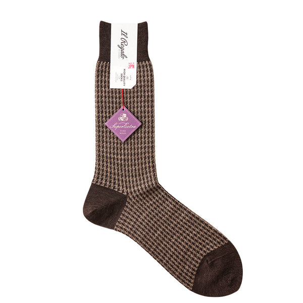 ハウンドトゥースソックス - 靴下 BROWN / 25-27cm Il Regalo/イルレガロ | HIGH QUALITY SOCKS
