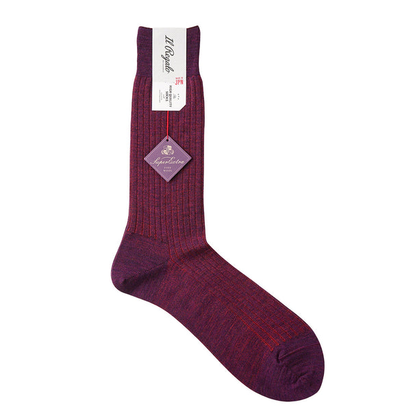 ウール&シルクシャドーストライプソックス - 靴下 BURGUNDY / 25-27cm Il Regalo/イルレガロ | HIGH QUALITY SOCKS