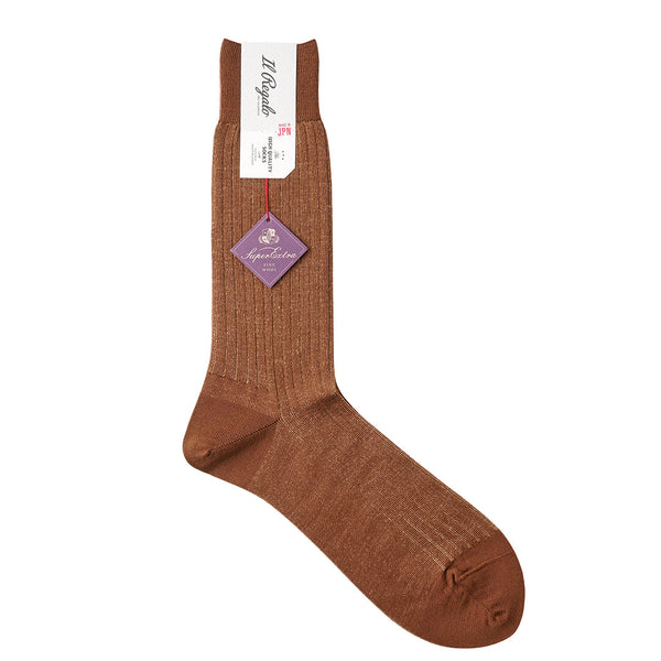 ウール&シルクシャドーストライプソックス - 靴下 MOCHA / 25-27cm Il Regalo/イルレガロ | HIGH QUALITY SOCKS