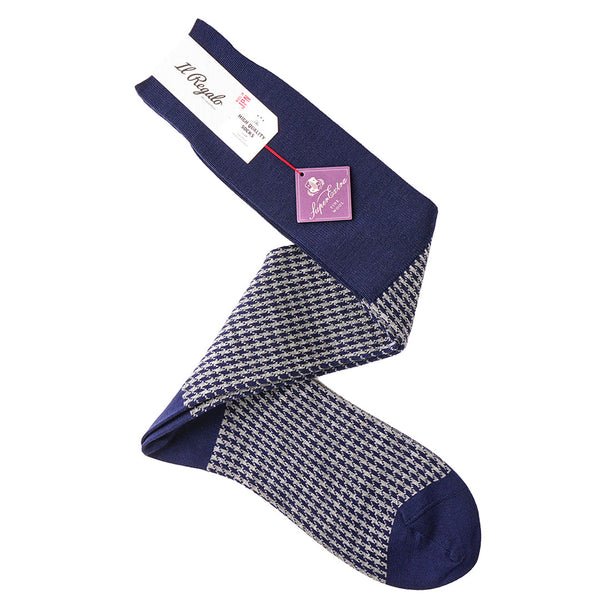 ハウンドトゥースロングホーズ - 靴下 NAVY / 25-27cm Il Regalo/イルレガロ | HIGH QUALITY SOCKS