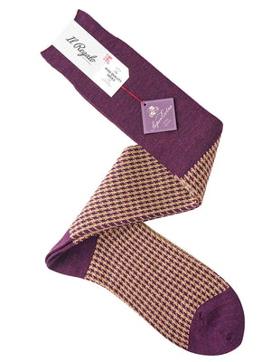 ハウンドトゥースロングホーズ - 靴下 BURGUNDY / 25-27cm Il Regalo/イルレガロ | HIGH QUALITY SOCKS