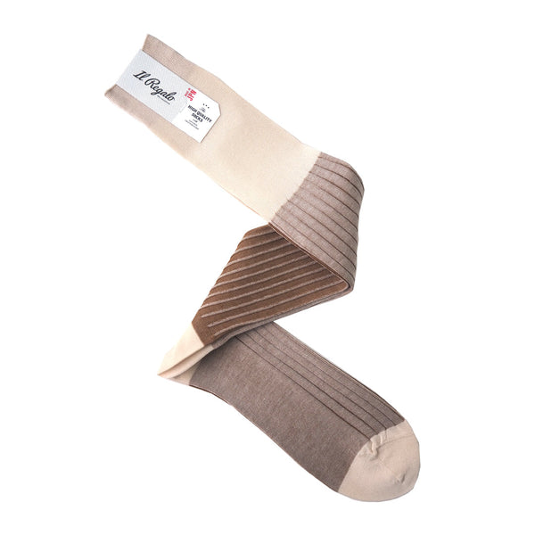 リバーシブルロングホーズ / Lサイズ - ECRU & CAMEL / 27-29cm Il Regalo/イルレガロ | HIGH QUALITY SOCKS