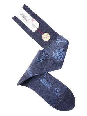 リネンフローラルロングホーズ - 靴下 NAVY / 25-27cm Il Regalo/イルレガロ | HIGH QUALITY SOCKS