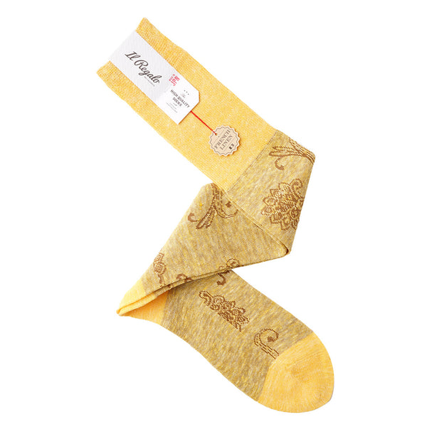 リネンフローラルロングホーズ - 靴下 MUSTARD / 25-27cm Il Regalo/イルレガロ | HIGH QUALITY SOCKS