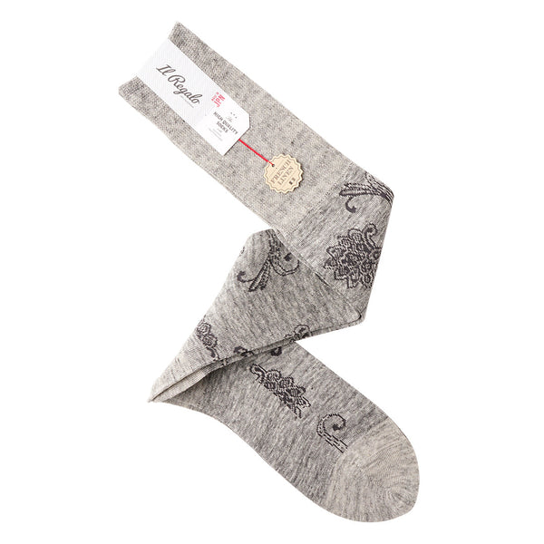 リネンフローラルロングホーズ  / Lサイズ - 靴下 GREY / 27-29cm Il Regalo/イルレガロ | HIGH QUALITY SOCKS