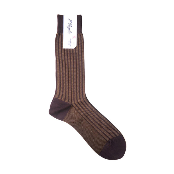 ストライプジャガードソックス - 靴下 BROWN / 25-27cm Il Regalo/イルレガロ | HIGH QUALITY SOCKS