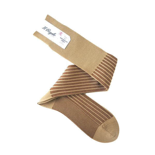 ストライプジャガードロングホーズ - 靴下 BEIGE / 25-27cm Il Regalo/イルレガロ | HIGH QUALITY SOCKS