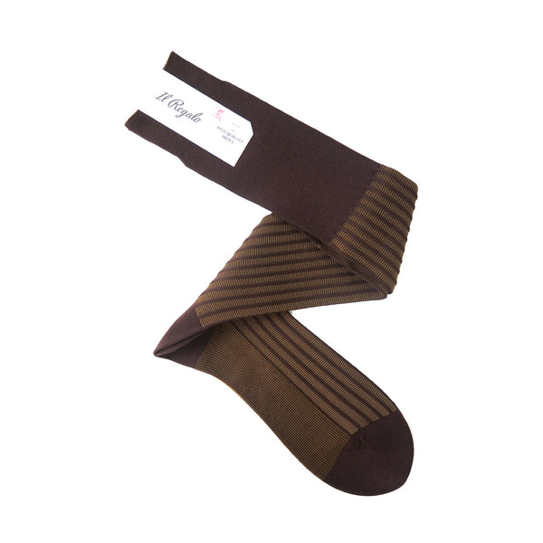 ストライプジャガードロングホーズ - 靴下 BROWN / 25-27cm Il Regalo/イルレガロ | HIGH QUALITY SOCKS