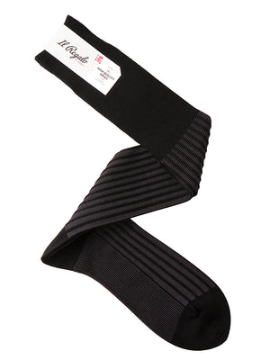 ストライプジャガードロングホーズ - 靴下 BLACK / 25-27cm Il Regalo/イルレガロ | HIGH QUALITY SOCKS