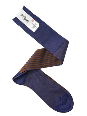 リバーシブルロングホーズ -  BLUE & AMBER / 25-27cm Il Regalo/イルレガロ | HIGH QUALITY SOCKS