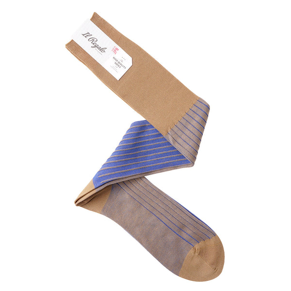 リバーシブルロングホーズ / Lサイズ - TAN & BLUE / 27-29cm Il Regalo/イルレガロ | HIGH QUALITY SOCKS