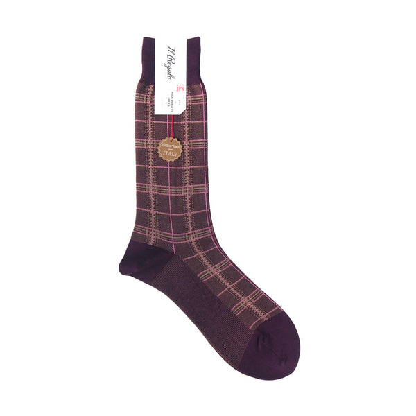 グレンチェックソックス - 靴下 BURGUNDY / 25-27cm Il Regalo/イルレガロ | HIGH QUALITY SOCKS