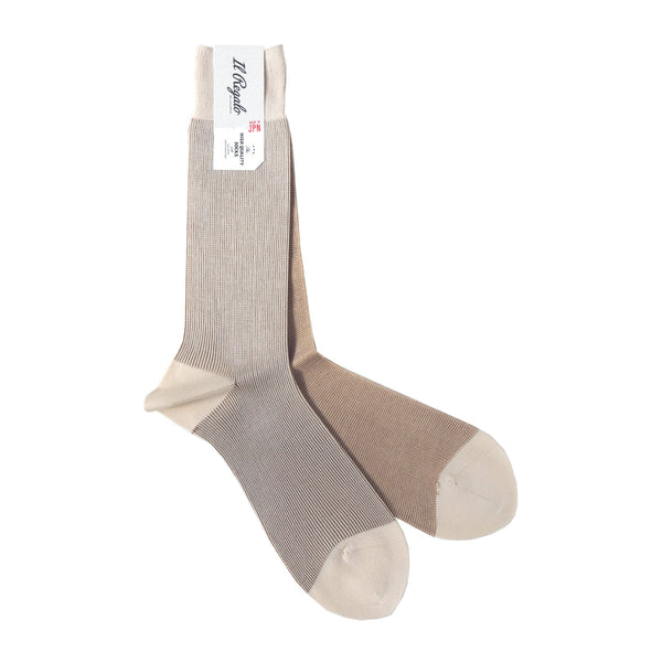 リバーシブルバイカラーソックス - 靴下 ECRU & CAMEL / 25-27cm Il Regalo/イルレガロ | HIGH QUALITY SOCKS