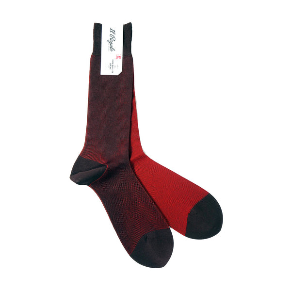リバーシブルバイカラーソックス - 靴下 BROWN & SCARLET / 25-27cm Il Regalo/イルレガロ | HIGH QUALITY SOCKS