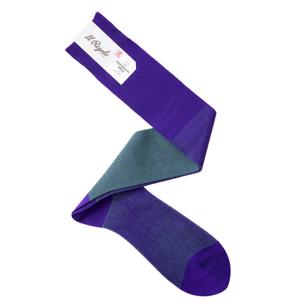 リバーシブルバイカラーロングホーズ - 靴下 PURPLE & MINT / 25-27cm Il Regalo/イルレガロ | HIGH QUALITY SOCKS