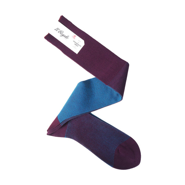 リバーシブルバイカラーロングホーズ - 靴下 PLUM & TURQUOISE / 25-27cm Il Regalo/イルレガロ | HIGH QUALITY SOCKS