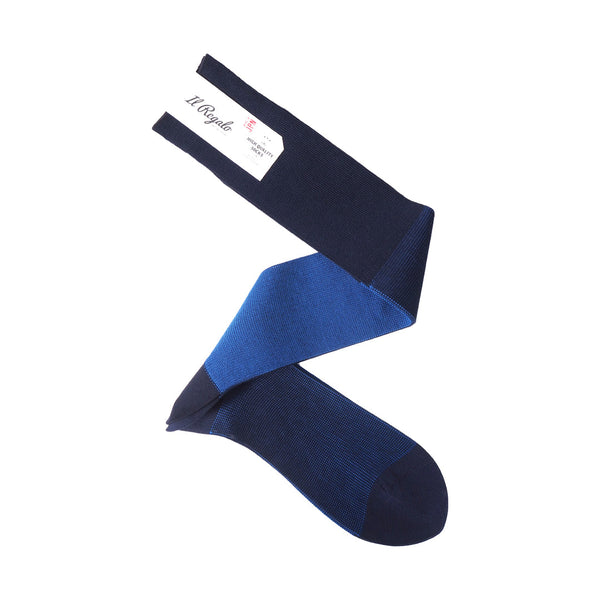 リバーシブルバイカラーロングホーズ - 靴下 NAVY & BLUE / 25-27cm Il Regalo/イルレガロ | HIGH QUALITY SOCKS