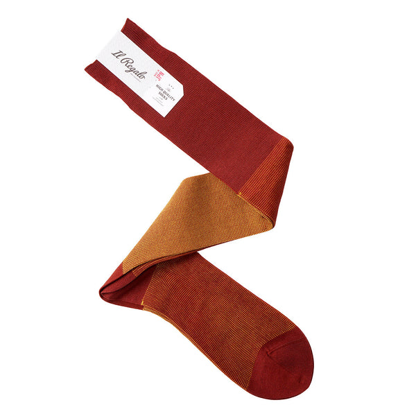 リバーシブルバイカラーロングホーズ - 靴下 TERRACOTTA & TURMERIC / 25-27cm Il Regalo/イルレガロ | HIGH QUALITY SOCKS