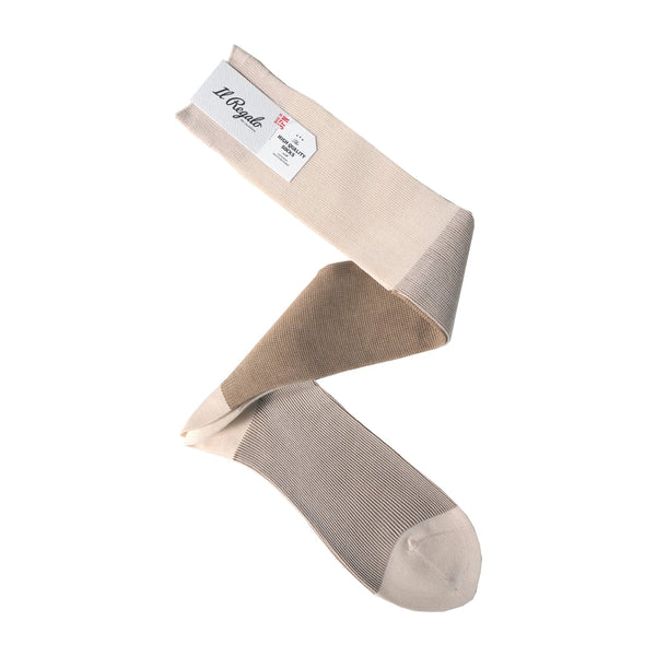 リバーシブルバイカラーロングホーズ - 靴下 ECRU & CAMEL / 25-27cm Il Regalo/イルレガロ | HIGH QUALITY SOCKS