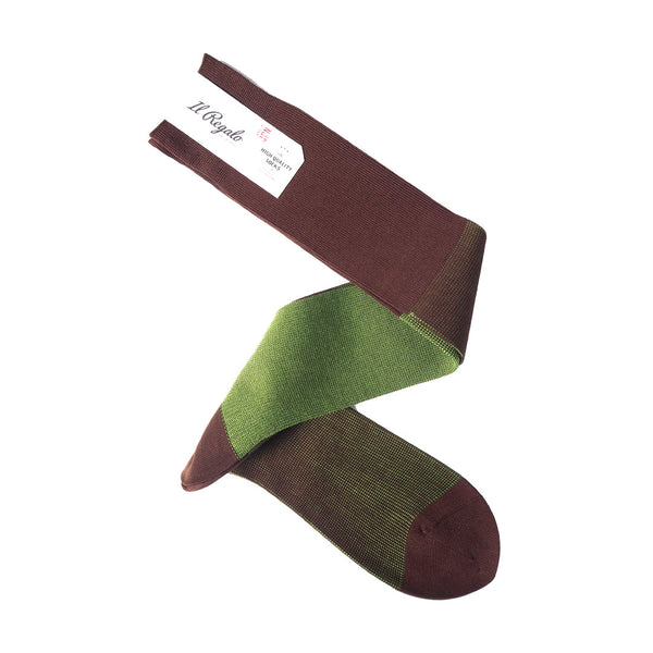 リバーシブルバイカラーロングホーズ - 靴下 SEPIA & GREEN / 25-27cm Il Regalo/イルレガロ | HIGH QUALITY SOCKS