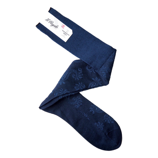 ペイズリーロングホーズ - 靴下 NAVY / 25-27cm Il Regalo/イルレガロ | HIGH QUALITY SOCKS