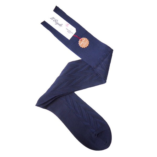 シャドーヘリンボーンロングホーズ - 靴下 NAVY / 25-27cm Il Regalo/イルレガロ | HIGH QUALITY SOCKS