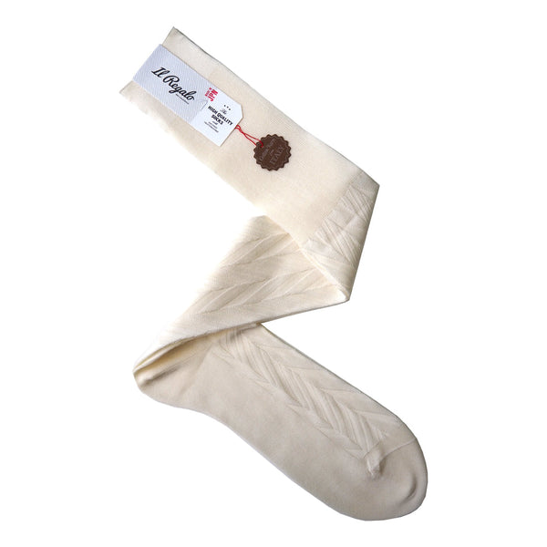 シャドーヘリンボーンロングホーズ - 靴下 WHITE / 25-27cm Il Regalo/イルレガロ | HIGH QUALITY SOCKS