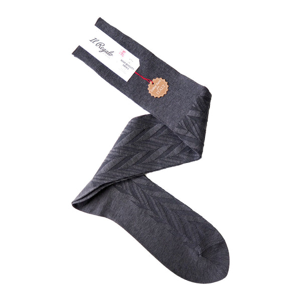 シャドーヘリンボーンロングホーズ - 靴下 M.GREY / 25-27cm Il Regalo/イルレガロ | HIGH QUALITY SOCKS