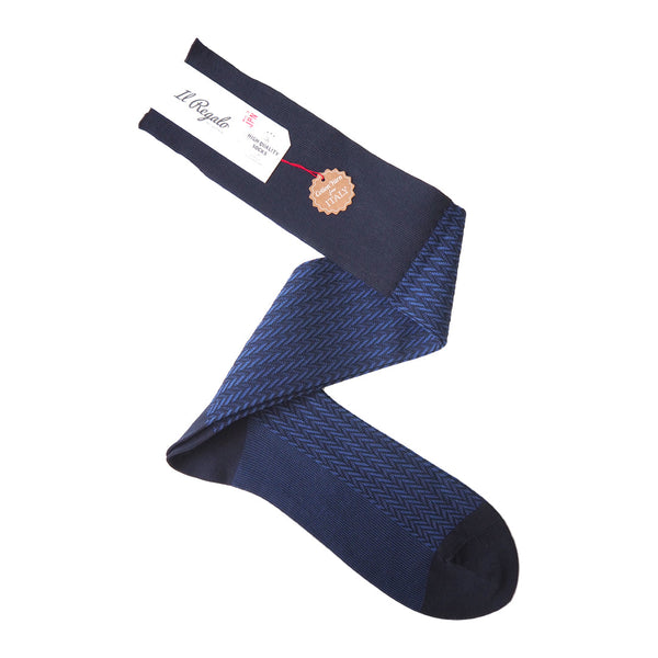 ヘリンボーンロングホーズ / Lサイズ - 靴下 NAVY / 27-29cm Il Regalo/イルレガロ | HIGH QUALITY SOCKS