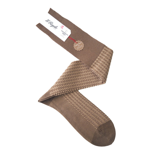 ヘリンボーンロングホーズ / Lサイズ - 靴下 MOCHA / 27-29cm Il Regalo/イルレガロ | HIGH QUALITY SOCKS