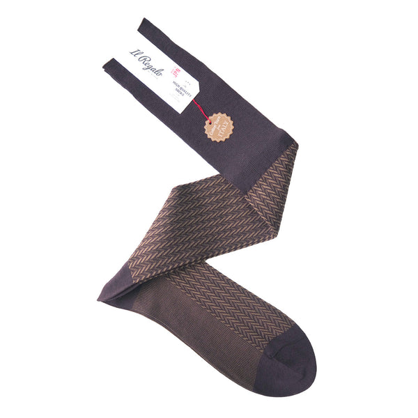 ヘリンボーンロングホーズ / Lサイズ - 靴下 BROWN / 27-29cm Il Regalo/イルレガロ | HIGH QUALITY SOCKS