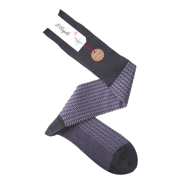 ヘリンボーンロングホーズ / Lサイズ - 靴下 D.GREY / 27-29cm Il Regalo/イルレガロ | HIGH QUALITY SOCKS