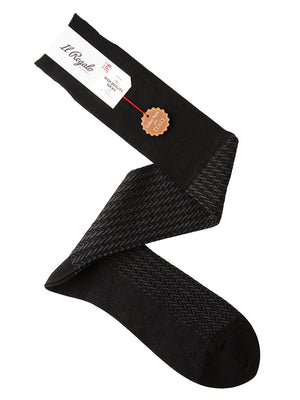 ヘリンボーンロングホーズ - 靴下 BLACK / 25-27cm Il Regalo/イルレガロ | HIGH QUALITY SOCKS