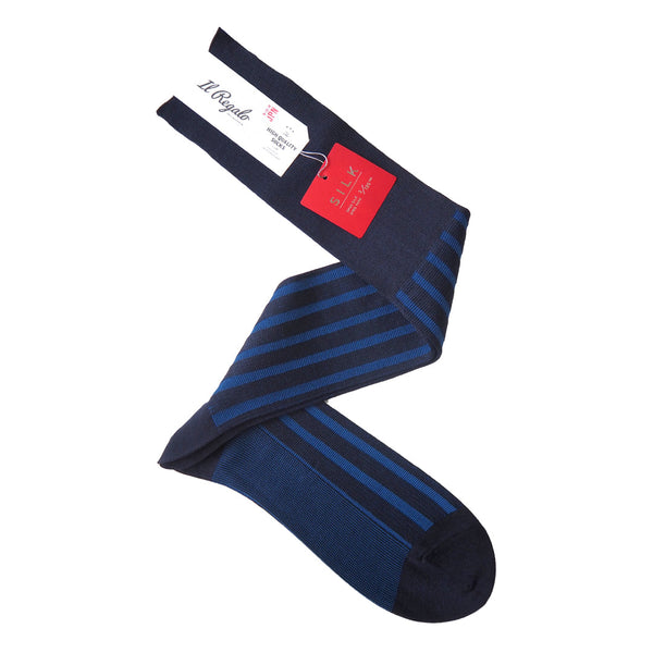 シルクシャドーリブロングホーズ - 靴下 NAVY / 25-27cm Il Regalo/イルレガロ | HIGH QUALITY SOCKS