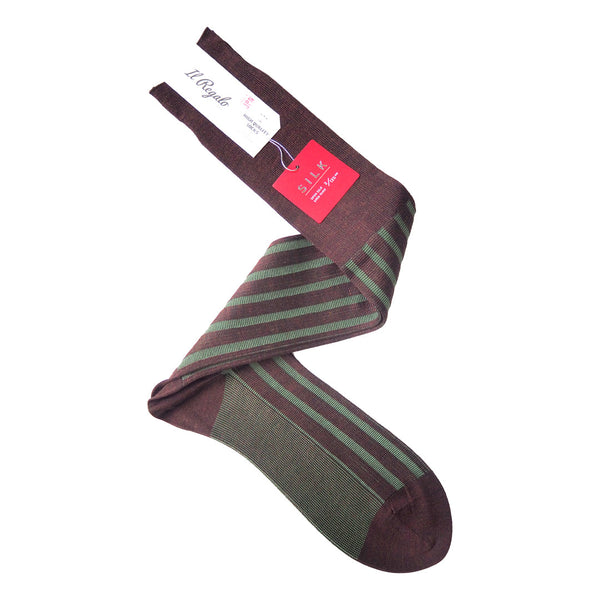 シルクシャドーリブロングホーズ - 靴下 BROWN / 25-27cm Il Regalo/イルレガロ | HIGH QUALITY SOCKS
