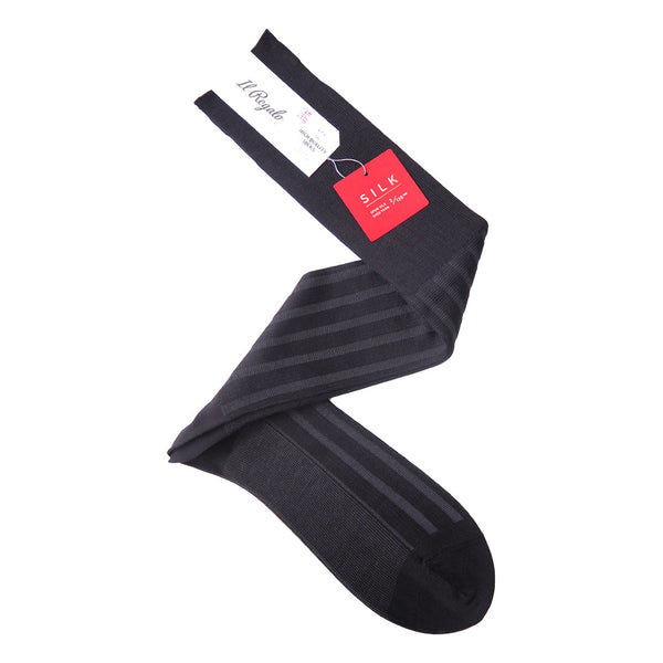 シルクシャドーリブロングホーズ - 靴下 BLACK / 25-27cm Il Regalo/イルレガロ | HIGH QUALITY SOCKS