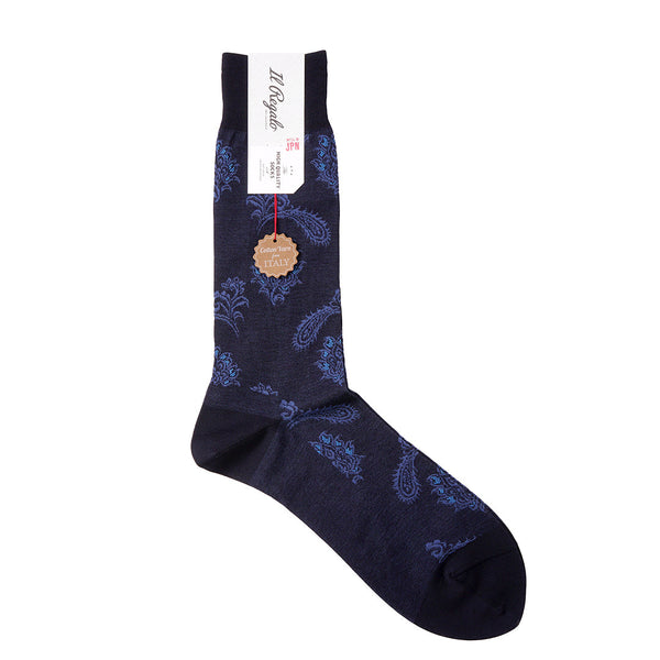 フローラルペイズリーソックス - 靴下 NAVY / 25-27cm Il Regalo/イルレガロ | HIGH QUALITY SOCKS