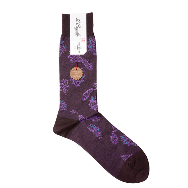 フローラルペイズリーソックス - 靴下 BROWN / 25-27cm Il Regalo/イルレガロ | HIGH QUALITY SOCKS