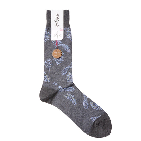 フローラルペイズリーソックス - 靴下 GREY / 25-27cm Il Regalo/イルレガロ | HIGH QUALITY SOCKS