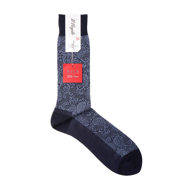 シルクペイズリーソックス - 靴下 NAVY & BLUE / 25-27cm Il Regalo/イルレガロ | HIGH QUALITY SOCKS