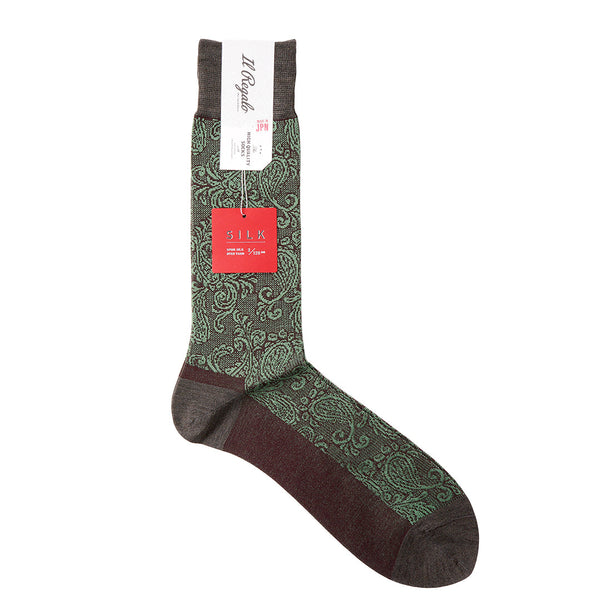 シルクペイズリーソックス - 靴下 GREY & GREEN / 25-27cm Il Regalo/イルレガロ | HIGH QUALITY SOCKS